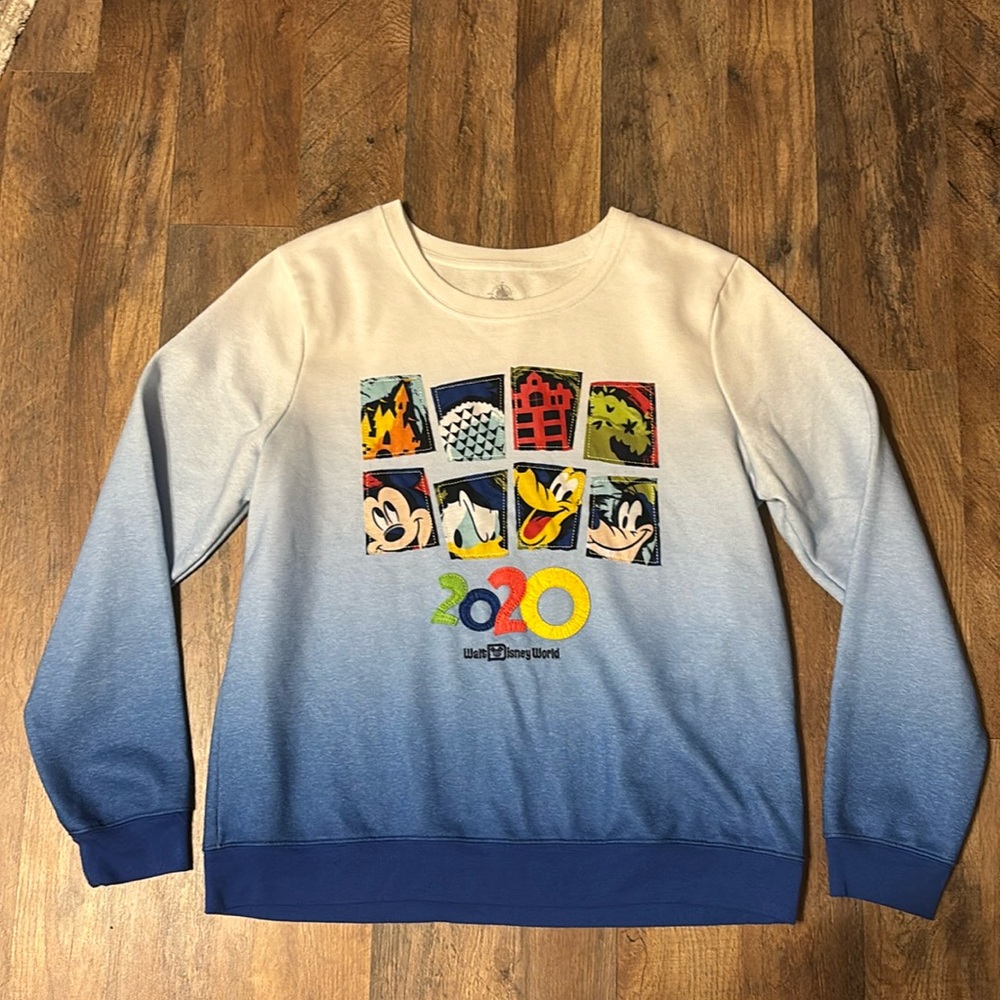 Disney Parks 2020 Blue and White Ombré Graphic Sweatshirt